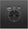 Gla Schuko Steckdose mit USB Ports,Wand Steckdose Unterputz Schutzkontakt Wandsteckdose (1AC+1USB+1Type-C, Schwarz)