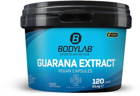 Bodylab24 Guarana Extract Vegan Capsules 120 Kapseln, mit 500mg Guarana-Extrakt je Kapsel, koffeinhaltig, enthält 100mg Koffein pro Tagesdosis, 100% vegan