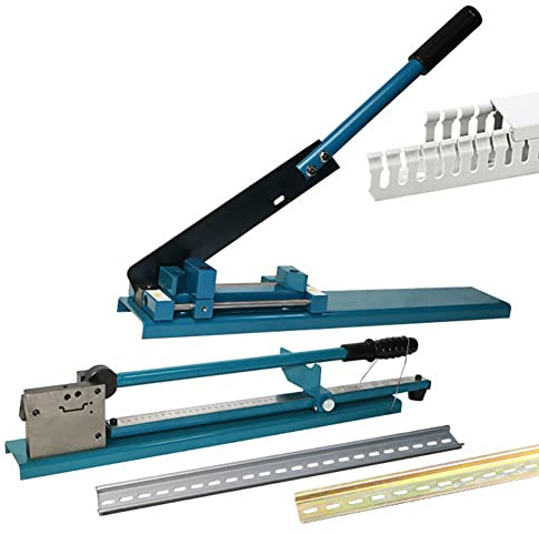 PiurUf Outil de Coupe Manuel de Rail Din,Hine de Découpe de Goulotte de Banc, Double Rainure Avec Règle de 50 Cm, Coupe-Rail de Guidage Manuel Pour Couper L'Alumifendu