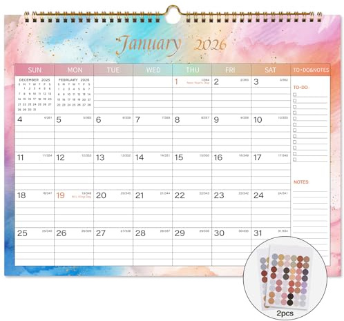 Lbylyhxc 2026 Calendar - Includes January 2026 to December 2026-12 Monthly Wall Calendar 2026, 14.8 x 11.5 Inches.Thick Paper with Julian Dates and Block for New Year and Christmas Presents (Large Colorful)