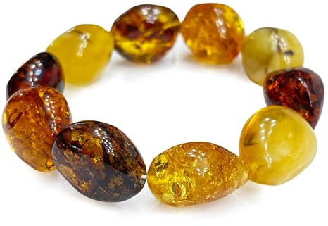 XL armband bärnsten oliv, färgmix klassisk, storlek 17–18 eller 19–20, stort bärnstensarmband, dam, äkta baltisk bärnsten, 17-18, Sten, - Amber