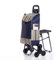 HAicom Einkaufswagen, Einkaufswagen mit Sitz, Treppensteigerwagen, Faltbarer kompakter Einkaufswagen, 3 Räder, Treppensteigen