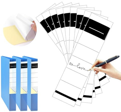 Issimober 50 etiquetas autoadhesivas para archivadores, 5,4 x 19 cm, para lomo de archivador, ancho blanco, etiquetas traseras para carpetas de 8 cm de ancho, pegatinas para lomo de carpetas