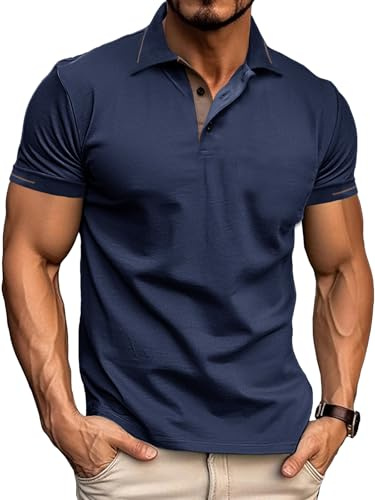 Comilaka Polo Uomo Manica Corta Maglietta Casual Poloshirt Colori Contrastanti Top T-Shirt Estate