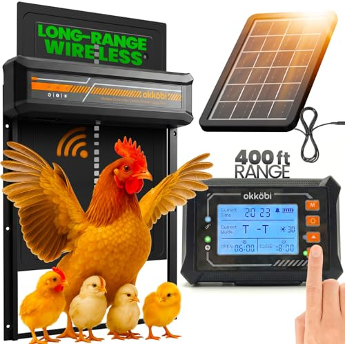 Puerta Automática Solar para Gallinero con Caja de Control Inalámbrica, LCD