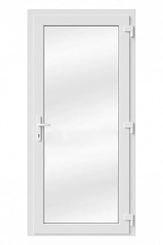 Porta esterna 100 x 200 cm, DIN destra, porta d'ingresso secondaria con vetri, porta multiuso per ufficio, negozio, cantina o salotti, porta laterale con vetri isolanti per spazi economici, colore