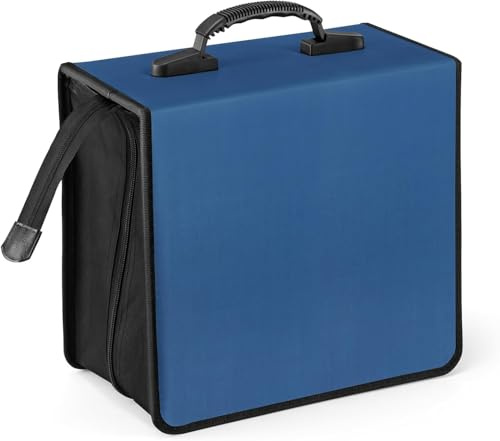 HPVERDALIVING Large Capacity CD Binder, CD DVD Wallet Storage with Zipper & Handle, 192/264 Sleeves Portable Nylon Carry Case for Blu-ray/DVD/CD Discs, Home Car Office Use - Blue (400)