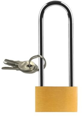 Long Shackle Padlock with Keys 40mm Locker Padlock for Gym Locker Outdoor Shed, Gate, Warehouse Garden Fence, with Three Keys (Pack of 1)