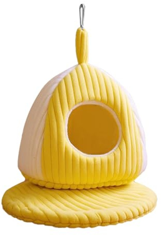 Nido per Uccelli Appeso Caldo, Amaca per Uccelli Invernale per Gabbia, Letto per Pappagalli con Tappetino e Anello di Sospensione Rimovibile per Pappagalli Cenerini Africani, Parrocchetti, Conuri