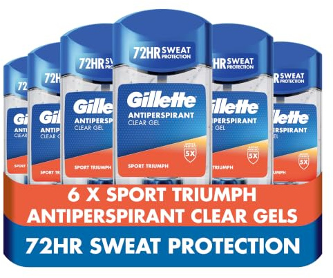 Gillette Sport Triumph Antiperspirant Clear Gel Stick 70ml | 72HR sweat protection, 5X Active Protect, anti-white marks