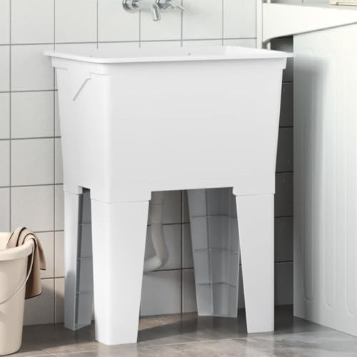 Generico Vasca per Lavanderia Bianca 59x41x75 cm in Resina,Articoli di ferramenta,Prodotti Idraulici,Articoli Idraulici,Lavandini,Lavandini cucina-4002799