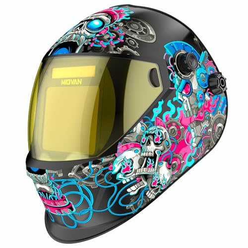 MIGVAN Careta de Soldar Automática Ultra-HD - Máscara True-Color Campo de Visión XL 100x82mm - Oscurecimiento 0,1ms Solar Batería DIN 4/5-13 - Visión Cristalina para Trabajos de Precisión H23