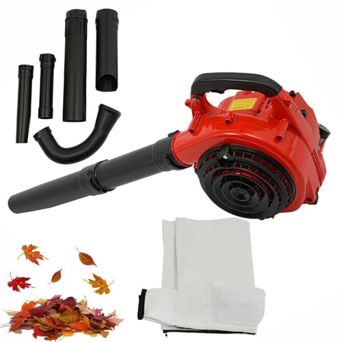 Aspirateur à feuilles à essence avec aspiration, souffleur et tube d'aspiration 25,4 cm³, moteur 2 temps, débit d'air de 275,45 CFM, pour nettoyer les feuilles, la neige, la poussière et les mauvaises