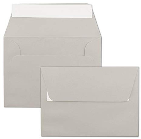 50x Briefumschläge Hell-Grau DIN C6 Format 11,4 x 16,2 cm - Haftklebung - Kuverts ohne Fenster - Weihnachten, Grußkarten & Einladungen - Für A6 & A4 Papier