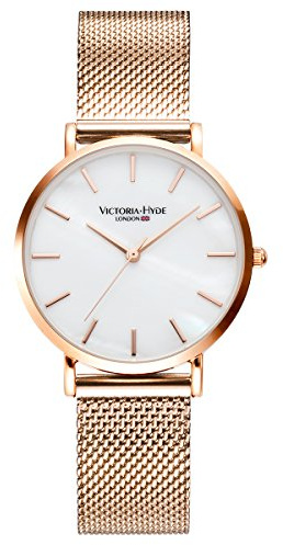 VICTORIA HYDE Orologio Donna al Quarzo, Analogico da Polso con Cinturino in Maglia di Acciaio Inossidabile