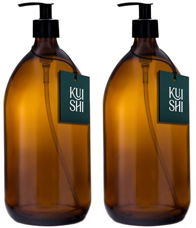 Distributeur de Savon Liquide Kuishi - en Verre - Couleur Marron ambré, Verre, Ambre, x2 1000ml