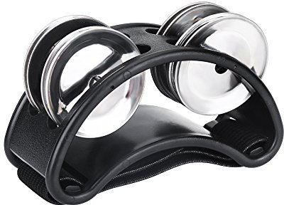 Foot Tambourine, Foot Percussion Fuß Tamburin mit Stahljingles Fußtamburin Schellenkranz Instrument Zubehör (schwarz)