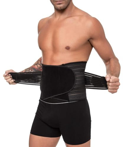 Channo Cinturón Ajustable - Fortalece la Fuerza del núcleo Mejora la Postura Adecuado para Hombres (pack de 1 Negro L)