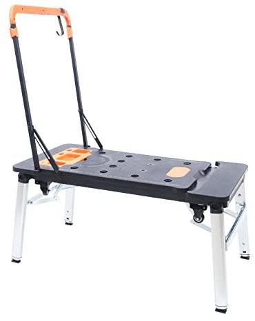 7-i-1 hopfällbar arbetsbänk hushåll & hemmafixare arbetsplats och spännbord, 150–250 kg lastkapacitet, 1090 x 550 mm stor bänkskiva, multifunktionell sågbock, rullbräda, vagn
