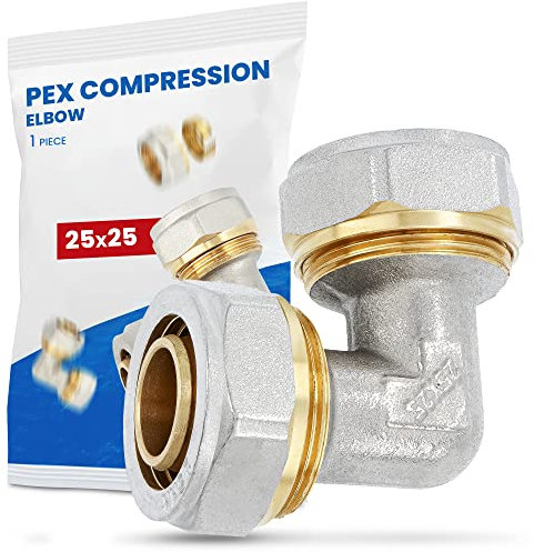 Codo Conector Angular 25 x 25 Compresión para PEX-AL-PEX Latón Wärmer System Atornillado Acoplamiento Roscado