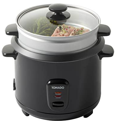 Tomado TRC1501B - Cuiseur à riz - Capacité : 1,5 l - Fonction maintien au chaud - Panier vapeur - Noir
