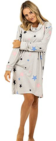 TURTLE Star Sleep Tee Nighty Women Nightwear/Night Shirt/Night Dress Gown(M = UK 12-14) Grey