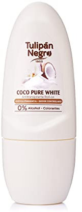 Tulipán Negro Antitranspirante Roll-on Coco Pure White 50 ml, 0% Alcohol y Colorantes, Sudor Controlado