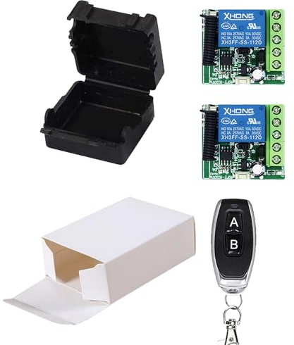 Bkiyougo 433mhz Remote, 12v Remote Control Switch, DC 12V 1CH 433Mhz RF Wireless Relay Module Remote Control Momentary Switch Transmitter and Receiver for Entrance Control, Car Light 164ft Long Range