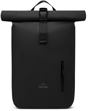 Johnny Urban Rucksack Wasserdicht Damen & Herren Schwarz - Conor - Wasserdichter Rolltop Fahrradrucksack - Wasserfester Roll Top Backpack für Uni Fahrrad Büro - Mit Laptop Fach