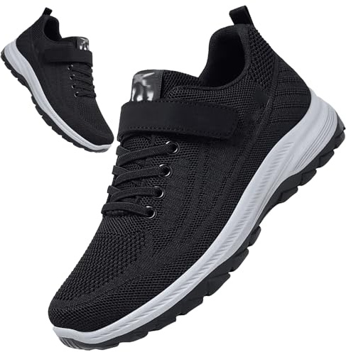 AZMAHT Zapatillas Personas Mayores Zapatos Pies Anchos con colchón de Aire Mujer ortopédicos diabéticos Zapatillas Fascitis Plantar Hombre Zapatos para Enfermería,Men Black,43/265mm