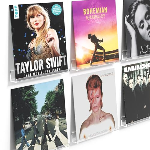 AITEE Vinyl Wandhalterung: 6 Pack Klar Acryl Schallplatten Wandhalterung 30,5 x 4,3 x 4,3 cm für Platten und Fotos