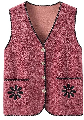 WKAYsIV Ladies-Sleeveless-waistcoats-Stylish Womens waistcoats Vest Vintage Dress Jacquard Jacket Single Breasted Button Down V Neck Vest Crop Blazers waistcoats Gilets For Women Uk Winter 4XL 13.99