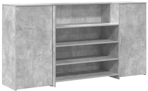 vidaXL Banco Reception Grigio Cemento 200x50x103,5cm Legno Multistrato, bancone Reception, bancone Reception Salone, bancone Reception Bar, Front Desk