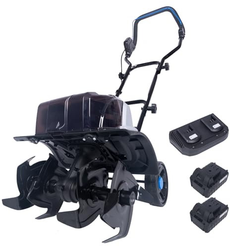 Weeconaco 40V Cordless Tiller Cultivator,16 Huge SteelTines Garden Tiller,8.6 inch Wide BatteryPowered Garden Cultivator,(2 4AH Battery andCharger Included)