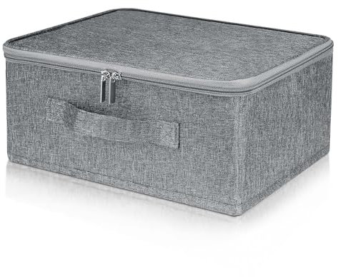 Scatola richiudibile, con chiusura, scatola con coperchio, scatola con serratura, scatola in tessuto pieghevole con manici, scatola richiudibile per vestiti giocattoli (30 x 20 x 14 cm)