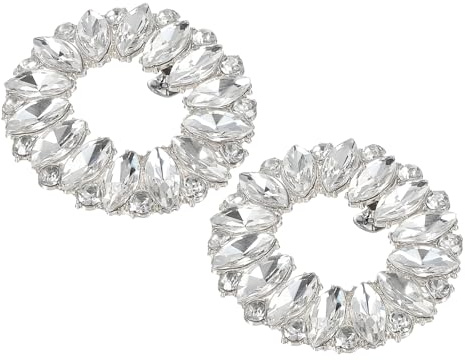 PATIKIL Broches De Zapatos De Piedras, 1 Par Desmontable Clásico Moda Lazo Brillante Accesorios De Tacones Decoración Para Boda Novia Fiesta De Graduación Uso Diario Accesorios, Plata