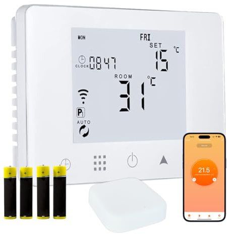 CRONOTERMOSTATO WIFI A BATTERIE PROGRAMMABILE TERMOSTATO CALDAIA SMARTPHONE APP ALEXA DA PARETE O BOX 503 (Termostato + Gateway)
