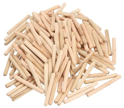 QUARKZMAN 100 tacos de madera de 3/16 x 1-3/4, varillas de madera, clavijas de madera para muebles, tacos de madera con ranura para manualidades, proyectos de bricolaje