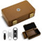 CLZOONG Humidor per sigari da viaggio, portatile, design a doppio strato, con accessori per sigari, igrometro, umidificatore, taglierina dritta, taglierina a V e punzonatrice, contiene 10 custodie
