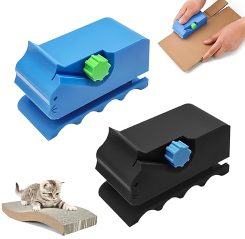 2 Piezas Cortador Impreso en 3D para Rascadora,Cortador de Tiras de Cartón Impreso en 3D,Herramientas de Corte de Reciclaje, Tiras de Cartón para Camas de Gatos Hechas a Mano (Negro,Azul)
