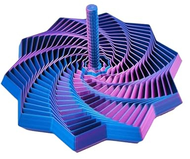 Printed Expanded Sensory Star,Multi-Faceted Stress Relief Fidget Toy, PLA Material, Vertical Silky Design, Push Play Spinner,Great Christmas & Birthday Gifts (Laser Purple 9CM)