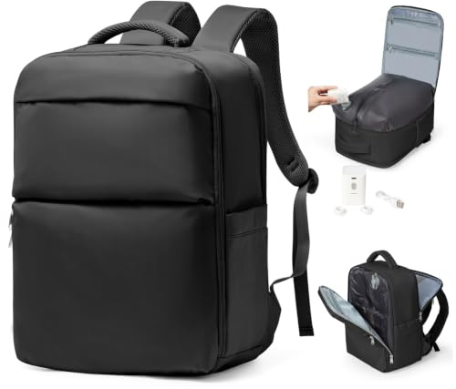 bergsalz Mochila Viaje 40x30x20 Cabina Al Vacio con Bomba,Mochila Compresion Al Vacio Ryanair 40x20x25 Viaje Cabina Avion 40x30x20,Negro