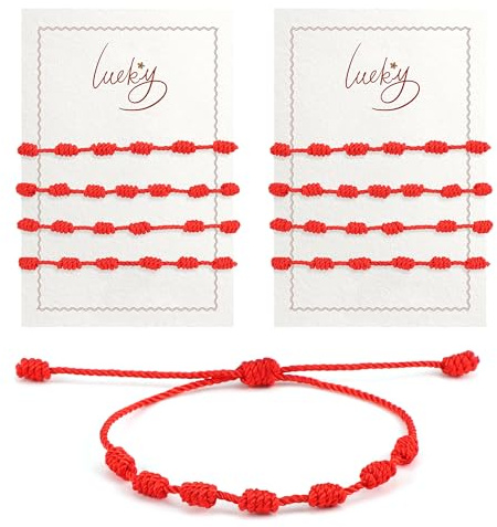 YiliYa 8 Pièces Bracelet Fil Rouge,Bracelets Rouges à 7 Nœuds Réglable