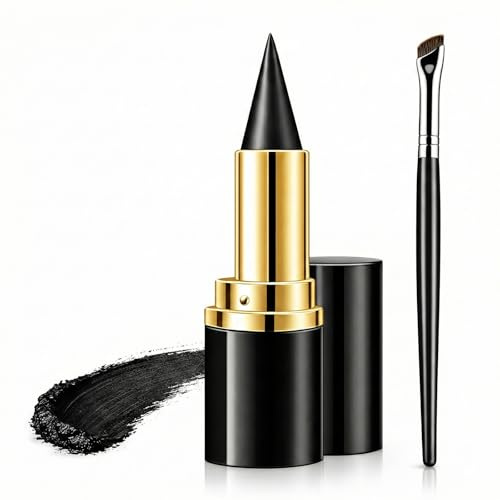 THXFUNAREA Eyeliner Waterproof - 1 Matita Nera Opaca e 1 Pennello Applicatore Preciso, Asciugatura Rapida e Lunga Tenuta, Ideale per Donne e Ragazze