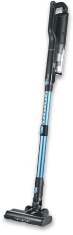 SEVERIN S'Power Slim HV 7151 - Aspiradora inalámbrica con batería (tubo de succión regulable, iluminación LED, 50 min de autonomía, para pelo de mascotas y alérgicos, 300 W, azul, negro, plateado)