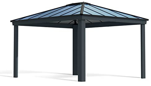 Palram Dallas 4300 Gartenpavillon 3x4 : Höchst Widerstandsfähig, Hardtop Pavillon. Robuste Konstruktion aus Aluminium mit isoliertem Dach aus Polycarbonat. Ideal als freistehende Überdachung.