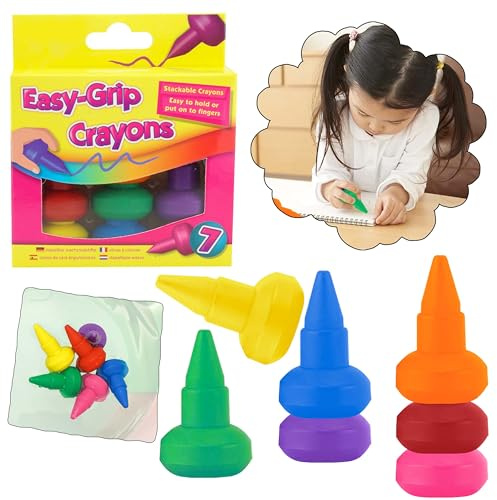 Lot de 7 crayons à la cire MyFirst - Crayons de couleur non toxiques, Twistables, Easy-Grip pour enfants - Couleurs vives assorties de 4,5 cm - Parfaites pour le dessin, les projets artistiques et les