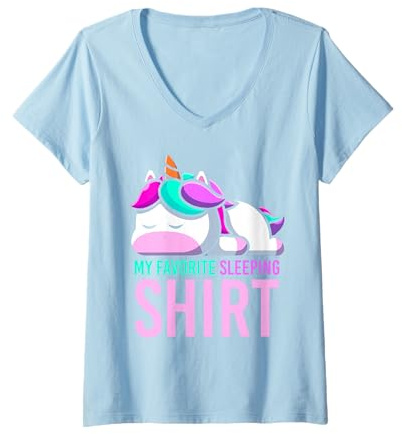Femme Pyjama Chemise De Nuit Animal Magique Endormi Dormir Licorne T-Shirt avec Col en V