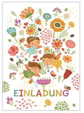 Junapack 12 Einladungskarten zum Kindergeburtstag Mädchen Feen