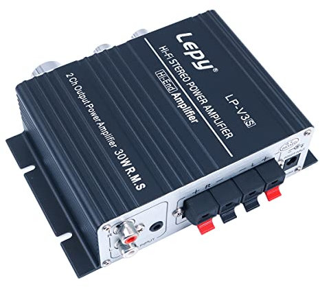 Fasizi LP-V3S Amplificatore di potenza stereo Hi-Fi 2 Ch 25WR.M.S Altoparlante con ingresso audio da 3,5 mm Presa MP3 da 3,5 mm con alimentatore 5A per computer MP3 ecc. -Nero